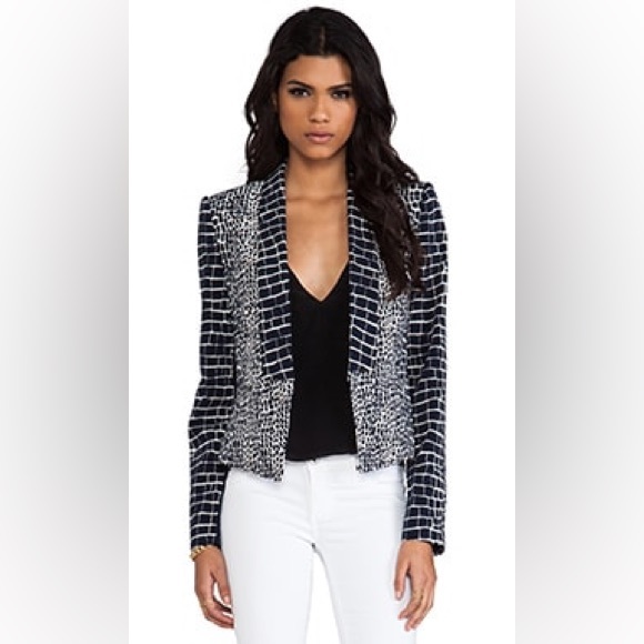 BCBGMAXAZRIA Leeam Blazer in White Combo - Size Small - Picture 3 of 15